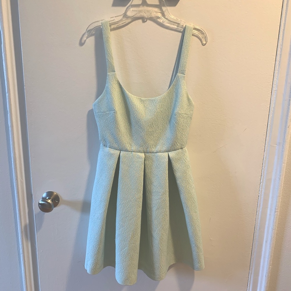 Zara Trafaluc Pleated Mint Jacquard Dress